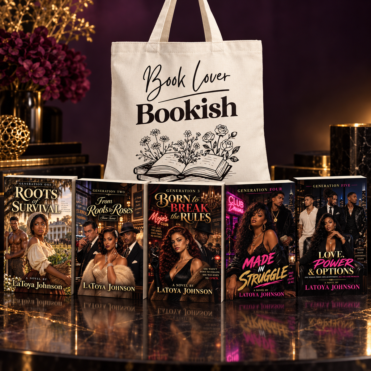 Five Generations complete five-book bundle with Book Lover tote bag